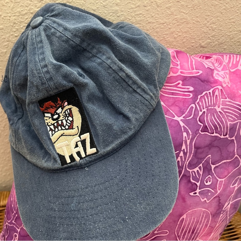 Vintage Looney Tunes Taz hat. 1995 distressed denim ball cap.
